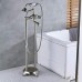 Senlesen Modern Floor Mounted Tub Faucet Freestanding Bathtub Filler with Hand Shower Set Brushed Nickel - B01HXJGAZE